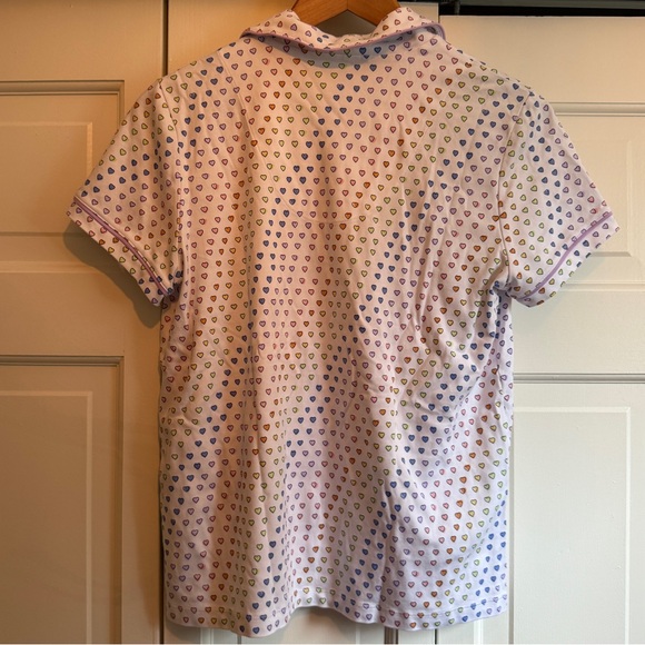 Roller Rabbit disco heart polo pajamas top rainbow hearts short sleeve - Picture 6 of 7